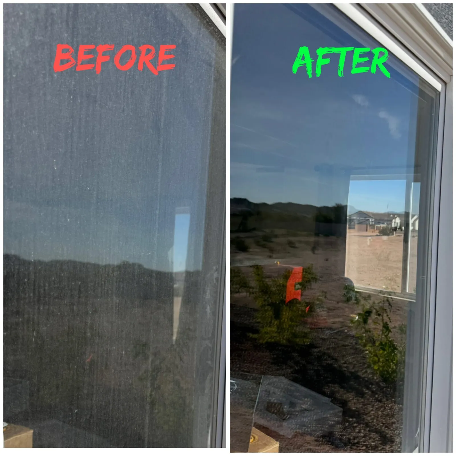 Before and after window cleaning showing dramatic clarity difference